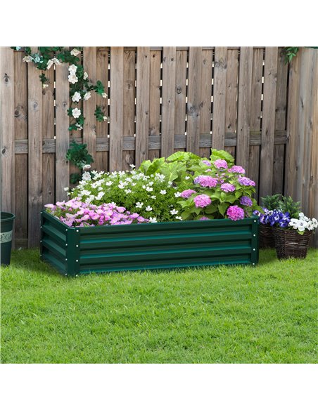 Outsunny Raised Beds for Garden, Galvanized Outdoor Planters, for Herbs and Vegetables, Use for Patio, Backyard, Balcony, Green  - pic 46983 | FastDaddyshop