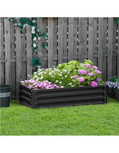 Outsunny Raised Beds for Garden, Galvanized Outdoor Planters, for Herbs and Vegetables, Use for Patio, Backyard, Balcony, Grey 8