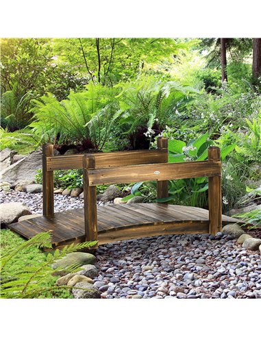 Outsunny 5FT Wooden Garden Bridge with Planters 844-618V00TN