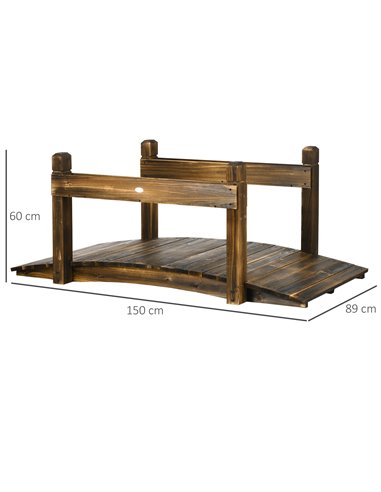Outsunny 5FT Wooden Garden Bridge with Planters 844-618V00TN