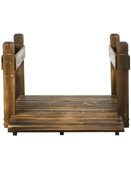 Outsunny 5FT Wooden Garden Bridge with Planters on Safety Railings, Stained Finish Arc Footbridge for Pond Backyard Stream 844-6 - pic 47000 | FastDaddyshop