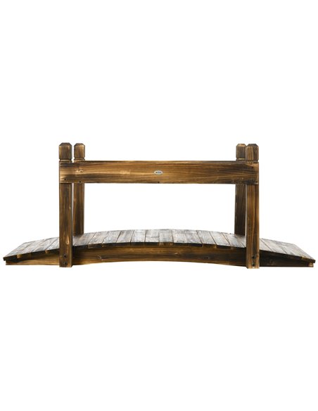 Outsunny 5FT Wooden Garden Bridge with Planters on Safety Railings, Stained Finish Arc Footbridge for Pond Backyard Stream 844-6 - pic 47001 | FastDaddyshop