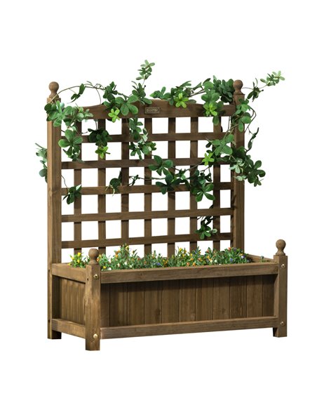 Outsunny Garden Planters with Trellis for Climbing Vines, Brown 845-463V00CF - pic 47002 | FastDaddyshop