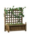 Outsunny Garden Planters with Trellis for Climbing Vines, Brown 845-463V00CF
