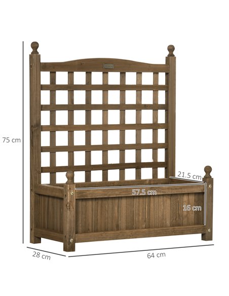 Outsunny Garden Planters with Trellis for Climbing Vines, Wood Raised Beds for Garden, Flower Pot, Indoor Outdoor, Brown 845-463 - pic 47004 | FastDaddyshop