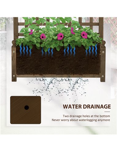 Outsunny Garden Planters with Trellis for Climbing Vines, Wood Raised Beds for Garden, Flower Pot, Indoor Outdoor, Brown 845-463