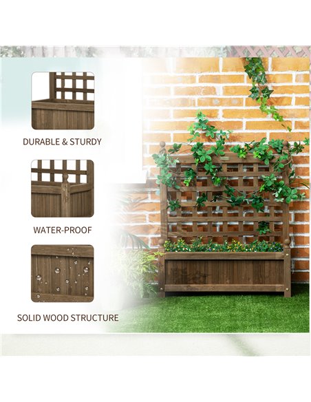 Outsunny Garden Planters with Trellis for Climbing Vines, Wood Raised Beds for Garden, Flower Pot, Indoor Outdoor, Brown 845-463 - pic 47007 | FastDaddyshop