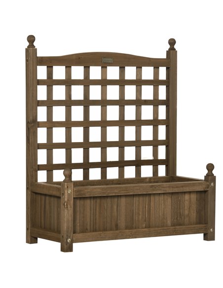Outsunny Garden Planters with Trellis for Climbing Vines, Wood Raised Beds for Garden, Flower Pot, Indoor Outdoor, Brown 845-463 - pic 47008 | FastDaddyshop