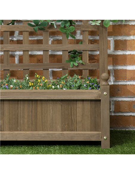 Outsunny Garden Planters with Trellis for Climbing Vines, Wood Raised Beds for Garden, Flower Pot, Indoor Outdoor, Brown 845-463 - pic 47009 | FastDaddyshop