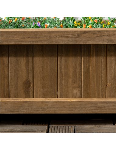 Outsunny Garden Planters with Trellis for Climbing Vines, Wood Raised Beds for Garden, Flower Pot, Indoor Outdoor, Brown 845-463