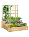 Outsunny 3 Tier Garden Planters with Trellis for Vine Climbing, Natural Tone 845-870V00ND