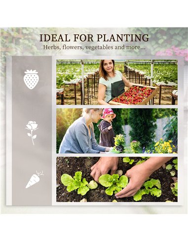 Outsunny 3 Tier Garden Planters with Trellis for Vine Climbing, Wooden Raised Beds, 95x95x110cm, Natural Tone 845-870V00ND