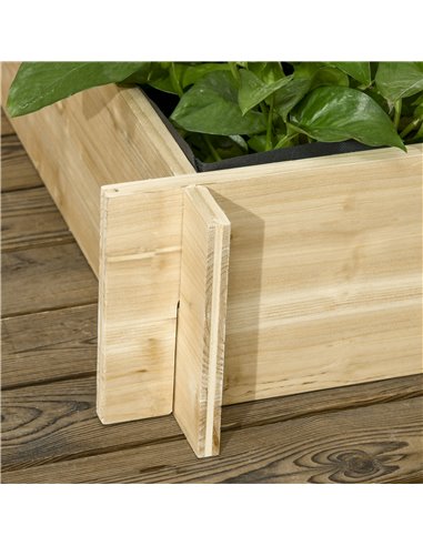 Outsunny 3 Tier Garden Planters with Trellis for Vine Climbing, Wooden Raised Beds, 95x95x110cm, Natural Tone 845-870V00ND