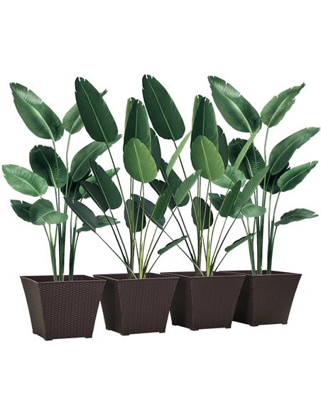 Outsunny Outdoor Rattan Effect Planter Pack of 4, Brown 845-822V00BN - pic 47029 | FastDaddyshop