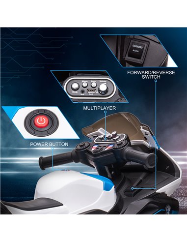 HOMCOM Licensed BMW HP4 Kids Electric Motorbike Ride-On Toy 3-Wheels 6V Battery Powered Motorcycle with Music for Girls Boy 18 -