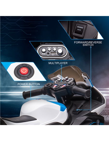 HOMCOM Licensed BMW HP4 Kids Electric Motorbike Ride-On Toy 3-Wheels 6V Battery Powered Motorcycle with Music for Girls Boy 18 - - pic 4703 | FastDaddyshop