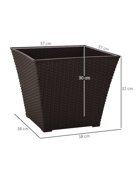 Outsunny Outdoor Planter Pack of 4, Rattan Effect Plant Pots Indoor Stackable Design, for Garden Patio Porch Deck, Brown 845-822 - pic 47031 | FastDaddyshop
