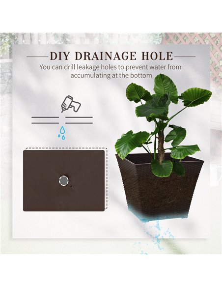 Outsunny Outdoor Planter Pack of 4, Rattan Effect Plant Pots Indoor Stackable Design, for Garden Patio Porch Deck, Brown 845-822 - pic 47034 | FastDaddyshop