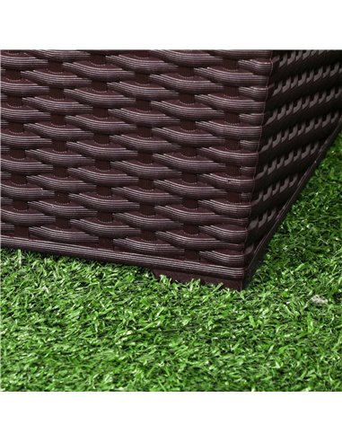 Outsunny Outdoor Planter Pack of 4, Rattan Effect Plant Pots Indoor Stackable Design, for Garden Patio Porch Deck, Brown 845-822