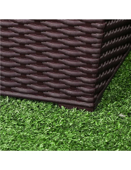 Outsunny Outdoor Planter Pack of 4, Rattan Effect Plant Pots Indoor Stackable Design, for Garden Patio Porch Deck, Brown 845-822 - pic 47037 | FastDaddyshop