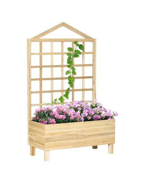Outsunny Garden Planters with Trellis for Vine Climbing, Natural Tone 845-883V01ND - pic 47038 | FastDaddyshop