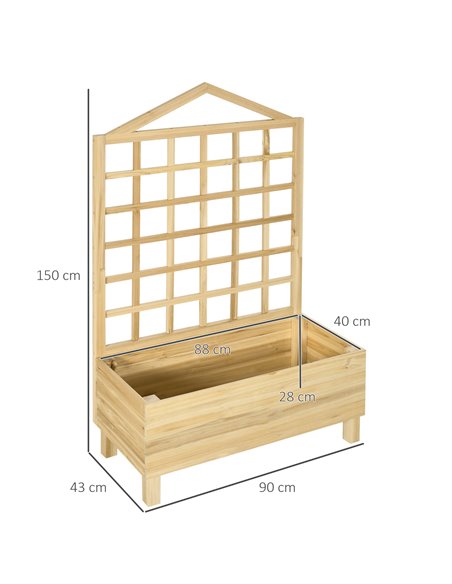 Outsunny Garden Planters with Trellis for Vine Climbing, Distressed Wooden Raised Beds, 90x43x150cm, Natural Tone 845-883V01ND - pic 47040 | FastDaddyshop
