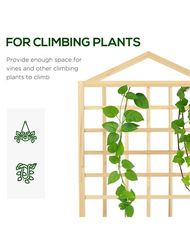 Outsunny Garden Planters with Trellis for Vine Climbing, Distressed Wooden Raised Beds, 90x43x150cm, Natural Tone 845-883V01ND