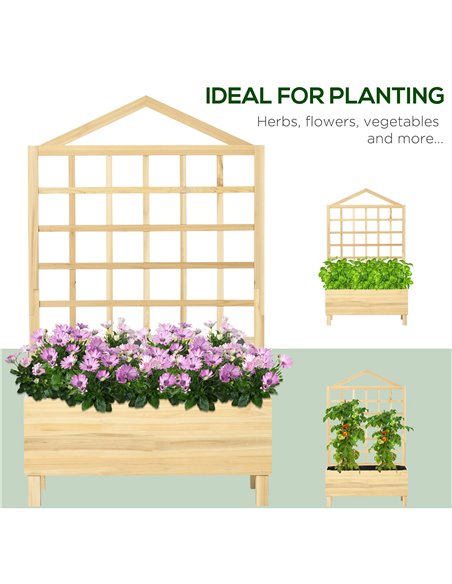 Outsunny Garden Planters with Trellis for Vine Climbing, Distressed Wooden Raised Beds, 90x43x150cm, Natural Tone 845-883V01ND - pic 47044 | FastDaddyshop
