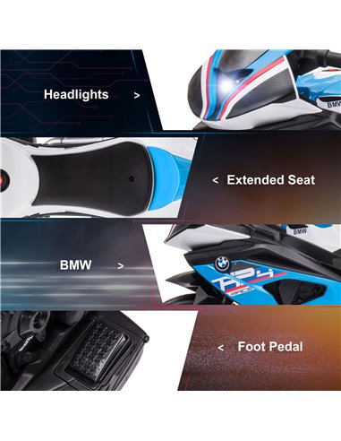 HOMCOM Licensed BMW HP4 Kids Electric Motorbike Ride-On Toy 3-Wheels 6V Battery Powered Motorcycle with Music for Girls Boy 18 -