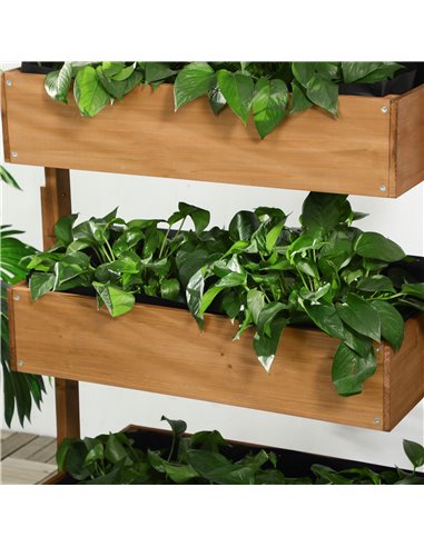 Outsunny 80cm x 45cm x 142cm 4-Tier Raised Garden Bed, Fir Wood Vertical Planter Box, Freestanding Elevated Plant Stand for Indo