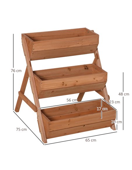 Outsunny 3 Tier Raised Garden Bed Wooden Elevated Planter Box Kit, 66L for Flower, Vegetable, Herb, 65x75x78cm, Brown 845-647BN - pic 47058 | FastDaddyshop