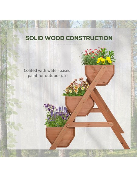 Outsunny 3 Tier Raised Garden Bed Wooden Elevated Planter Box Kit, 66L for Flower, Vegetable, Herb, 65x75x78cm, Brown 845-647BN - pic 47061 | FastDaddyshop
