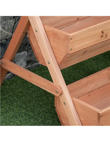Outsunny 3 Tier Raised Garden Bed Wooden Elevated Planter Box Kit, 66L for Flower, Vegetable, Herb, 65x75x78cm, Brown 845-647BN