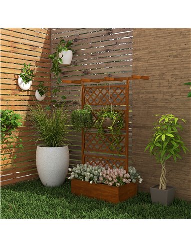 Outsunny Wooden Trellis Planter Box, Raised Garden Bed to Grow Vegetables, Herbs and Flowers, Orange 845-999V00OG