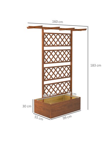 Outsunny Wooden Trellis Planter Box, Raised Garden Bed to Grow Vegetables, Herbs and Flowers, Orange 845-999V00OG