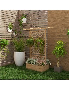 Outsunny Wooden Trellis Planter Box, Raised Garden Bed, Natural Tone 845-999V00ND 2