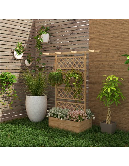 Outsunny Wooden Trellis Planter Box, Raised Garden Bed to Grow Vegetables, Herbs and Flowers, Natural Tone 845-999V00ND - pic 47075 | FastDaddyshop