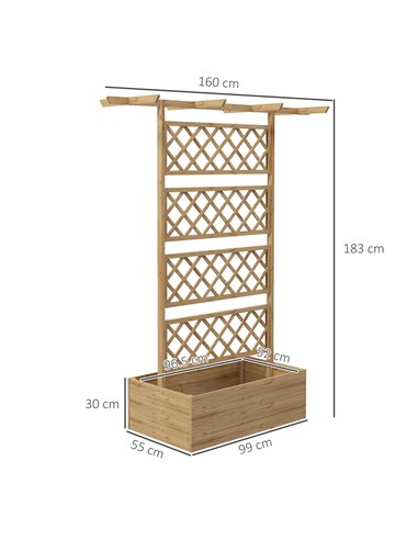 Outsunny Wooden Trellis Planter Box, Raised Garden Bed to Grow Vegetables, Herbs and Flowers, Natural Tone 845-999V00ND