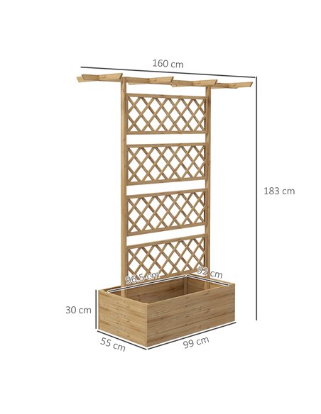 Outsunny Wooden Trellis Planter Box, Raised Garden Bed to Grow Vegetables, Herbs and Flowers, Natural Tone 845-999V00ND - pic 47076 | FastDaddyshop