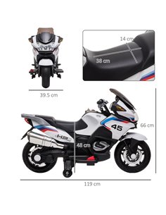 HOMCOM 12V Electric Motorbike with Training Wheels, Battery-Powered Ride on Motorbike for Boys and Girls with Pedal Lights Music 2
