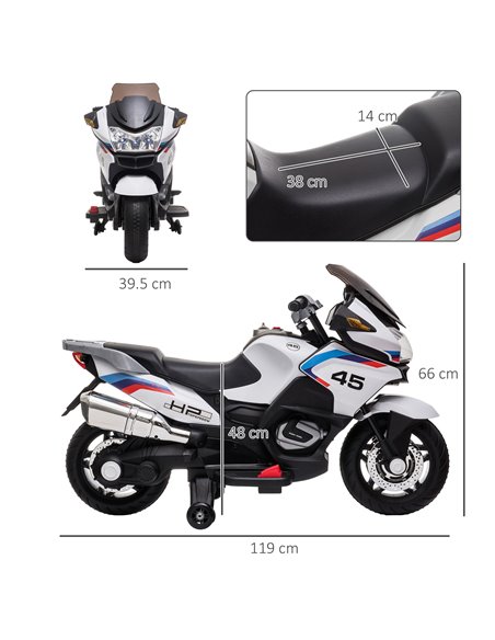 HOMCOM 12V Electric Motorbike with Training Wheels, Battery-Powered Ride on Motorbike for Boys and Girls with Pedal Lights Music - pic 4709 | FastDaddyshop