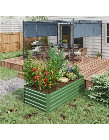 Outsunny Galvanised Steel Outdoor Planters, 180x90x59 cm, Green 845-774V00DG
