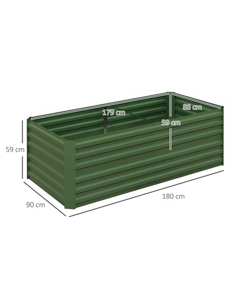Outsunny Raised Beds for Garden, Galvanised Steel Outdoor Planters with Multi-reinforced Rods, 180 x 90 x 59 cm, Green 845-774V0 - pic 47112 | FastDaddyshop
