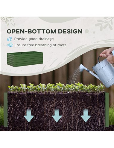 Outsunny Raised Beds for Garden, Galvanised Steel Outdoor Planters with Multi-reinforced Rods, 180 x 90 x 59 cm, Green 845-774V0