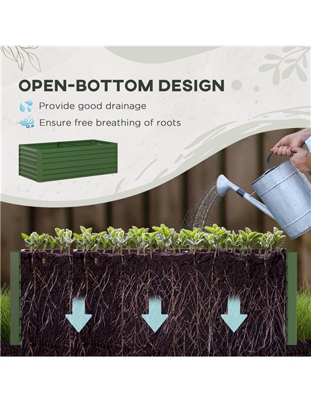 Outsunny Raised Beds for Garden, Galvanised Steel Outdoor Planters with Multi-reinforced Rods, 180 x 90 x 59 cm, Green 845-774V0 - pic 47113 | FastDaddyshop