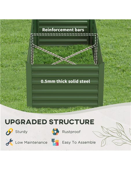 Outsunny Raised Beds for Garden, Galvanised Steel Outdoor Planters with Multi-reinforced Rods, 180 x 90 x 59 cm, Green 845-774V0 - pic 47114 | FastDaddyshop