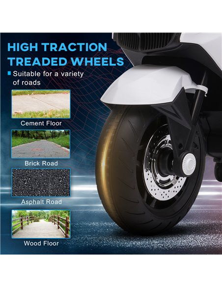 HOMCOM 12V Electric Motorbike with Training Wheels, Battery-Powered Ride on Motorbike for Boys and Girls with Pedal Lights Music - pic 4712 | FastDaddyshop
