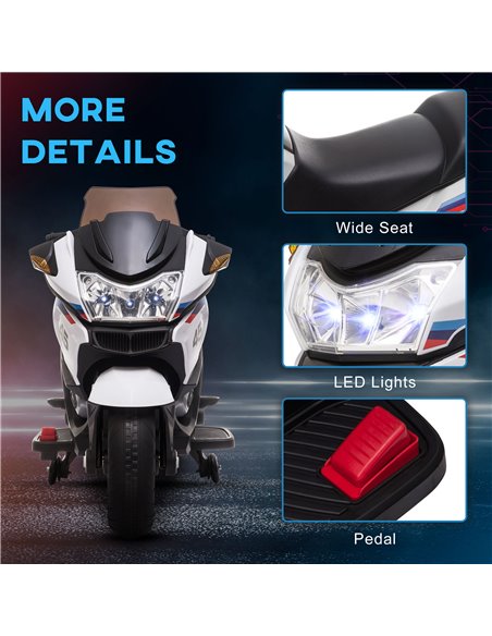 HOMCOM 12V Electric Motorbike with Training Wheels, Battery-Powered Ride on Motorbike for Boys and Girls with Pedal Lights Music - pic 4713 | FastDaddyshop