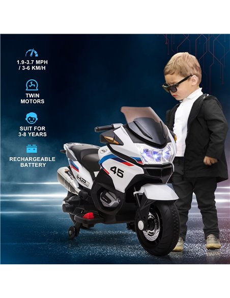 HOMCOM 12V Electric Motorbike with Training Wheels, Battery-Powered Ride on Motorbike for Boys and Girls with Pedal Lights Music - pic 4714 | FastDaddyshop