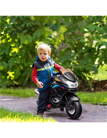HOMCOM Kids Electric Motorbike, with Training Wheels, Lights, Music, for Ages 3-8 Years - Black - pic 4716 | FastDaddyshop